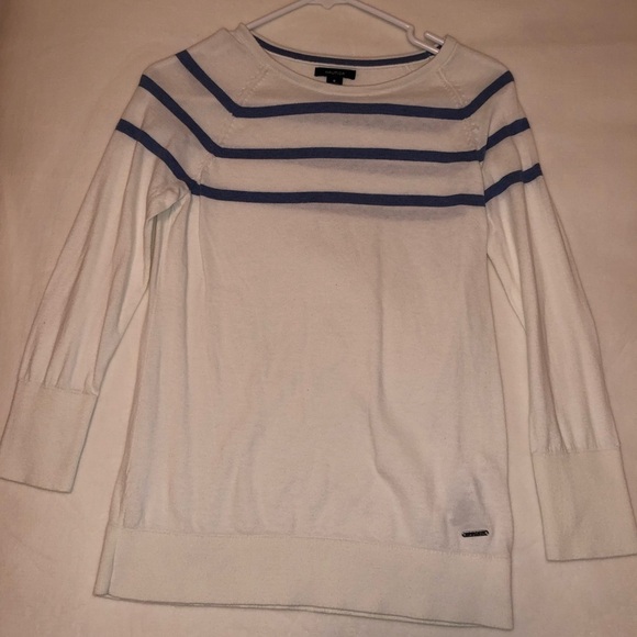 Nautica White and Blue Stripped Sweater - Picture 3 of 3